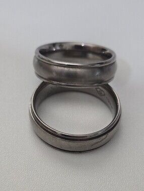 Two Titanium Silver Rings Size 10 & Size 9